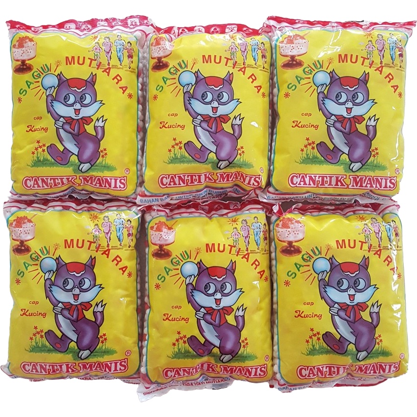 

Sagu Mutiara Cap Kucing 70gr Cantik Manis Tepung Pacar Cina