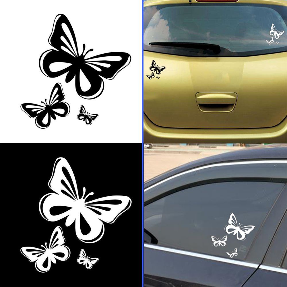 SUYOU Auto Body Beautiful Butterflies 15.2*17CM Vinyl Car Stickers Window Accessories Black/White Styling Decal/Multicolor