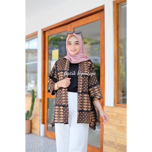 Blezer Murahh Batik Lawasan Coklat Sogan Outer Wanita Modern-2