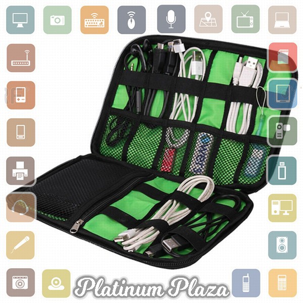 BUBM Gadget Organizer Bag Portable Case - DIS-L - Black/Green`6AIP8K-