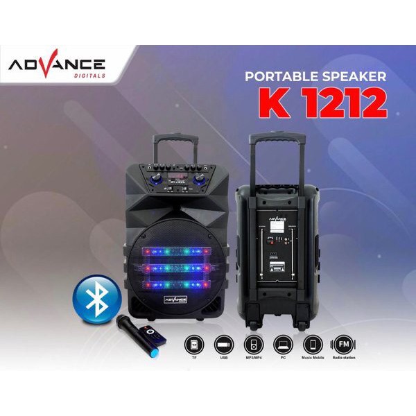 Speaker Aktif Advance K1212 12inci Bluetooth free 2 MIC wireles  suara super bass