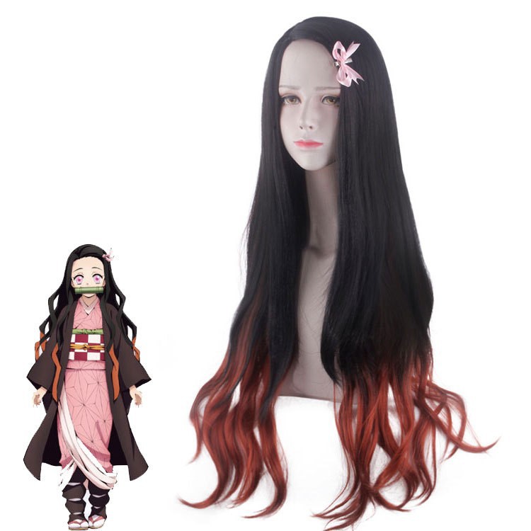 LOL-92 wig daily rambut palsu cosplay panjang kimetsu no yaiba nezuko