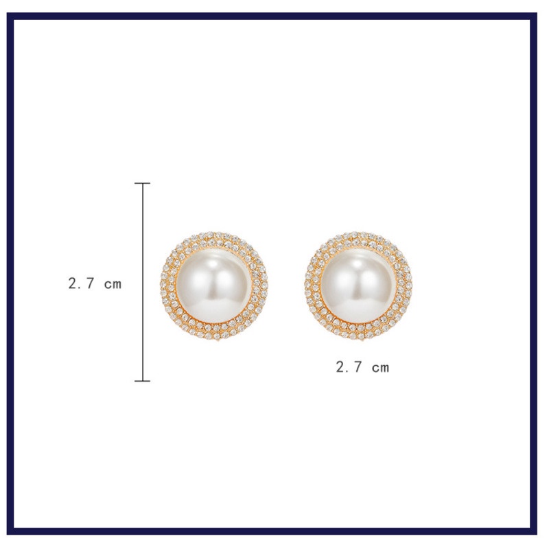 Anting Mutiara Bentuk Bulat Lapis Emas Gaya Korea Untuk Wanita