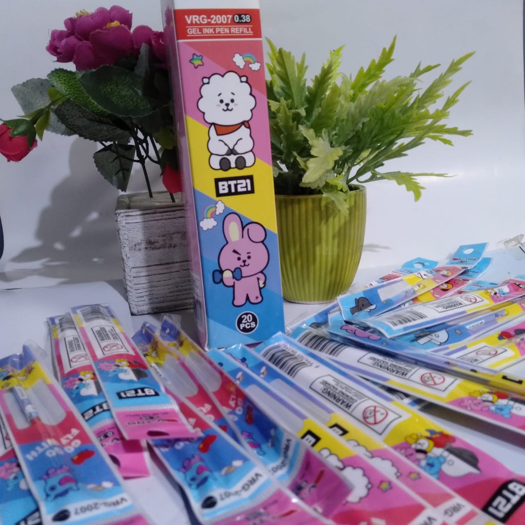 

[SATUAN] isi bolpen gel boxy BT21 series BTS karakter pulpen ballpoint polpen murah cocok untuk ARMY