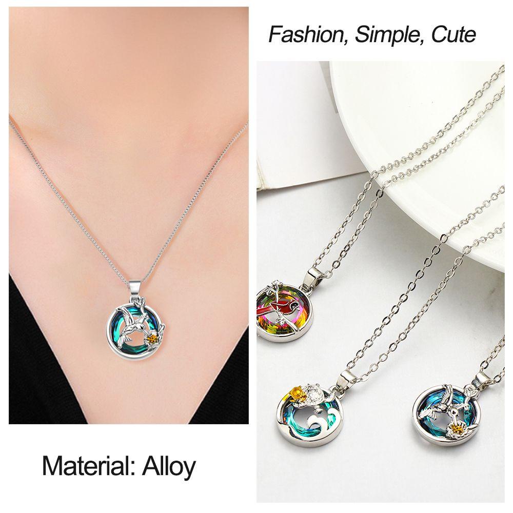 Kalung Sterling Silver 925 Hias Kristal Bentuk Kura-Kura Penguin Lumba-Lumba Hummingbird Untuk Hadiah Ulang Tahun Valentine