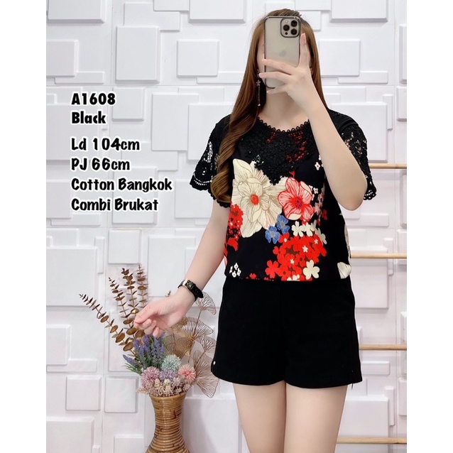 blouse cantik bunga motif brukat
