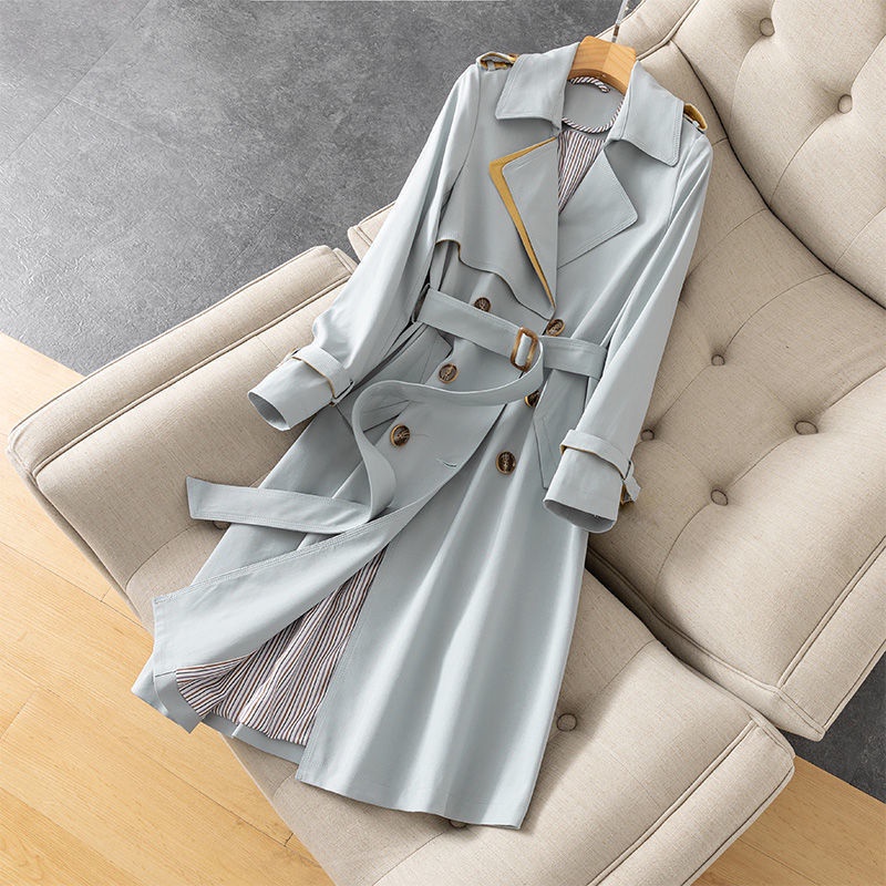 One piece windbreaker / dress Hepburn 2021 new autumn Korean goddess temperament popular medium and