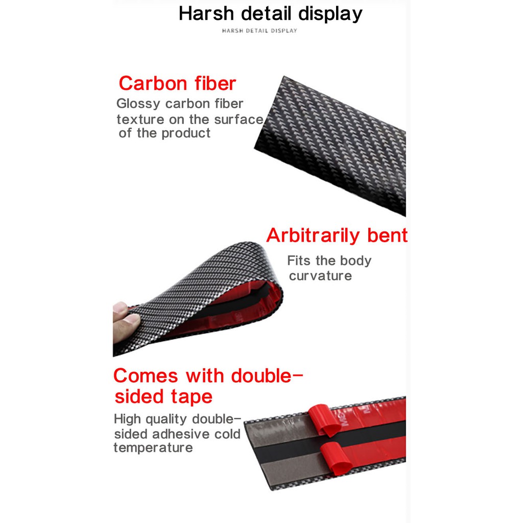 Strip Sill Guard Karet Serat Karbon untuk Mobil