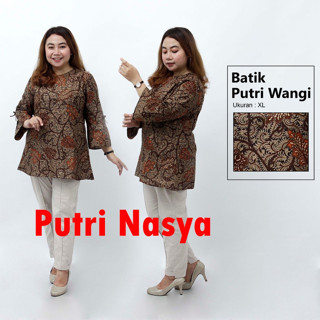 Blouse Batik Jumbo Atasan Wanita Size S-M-L-XL-XXL-3L-4L-5L Model Lengkap Seragam Batik