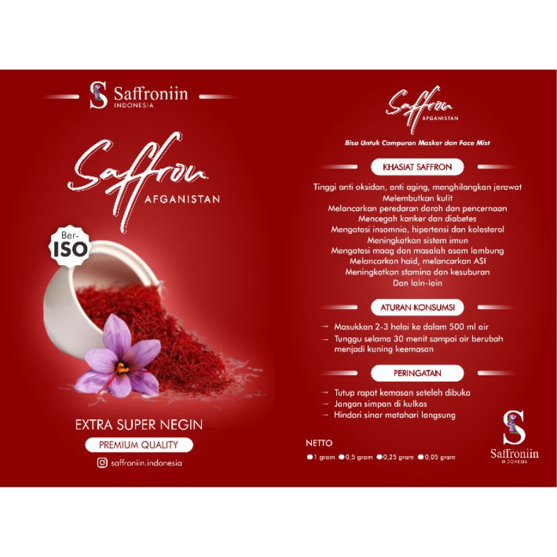 

SAFFRON EXTRA SUPER NEGIN (PAKET COBAIN DULU)