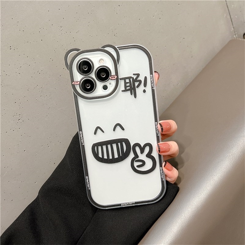 Soft Case Pelindung Penuh Desain Ekspresi Lucu Untuk Compatible for iPhone 14 13 12 11 Pro Max X Xr Xs Max iPhone 8 7 6 6s Plus SE 2020 Funny Expression Clear Mobile Phone Case Full Cover Straight Edge Soft Shell Phone Protective Cover