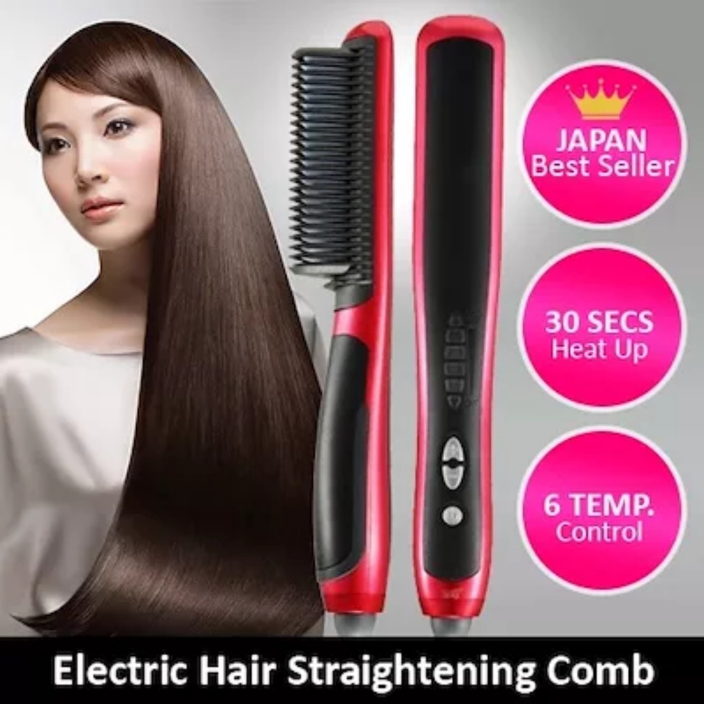 Sisir Pelurus Rambut | Catokan Asl 908 Fast Hair Straightener Comb Brush Eletric Hair Premium