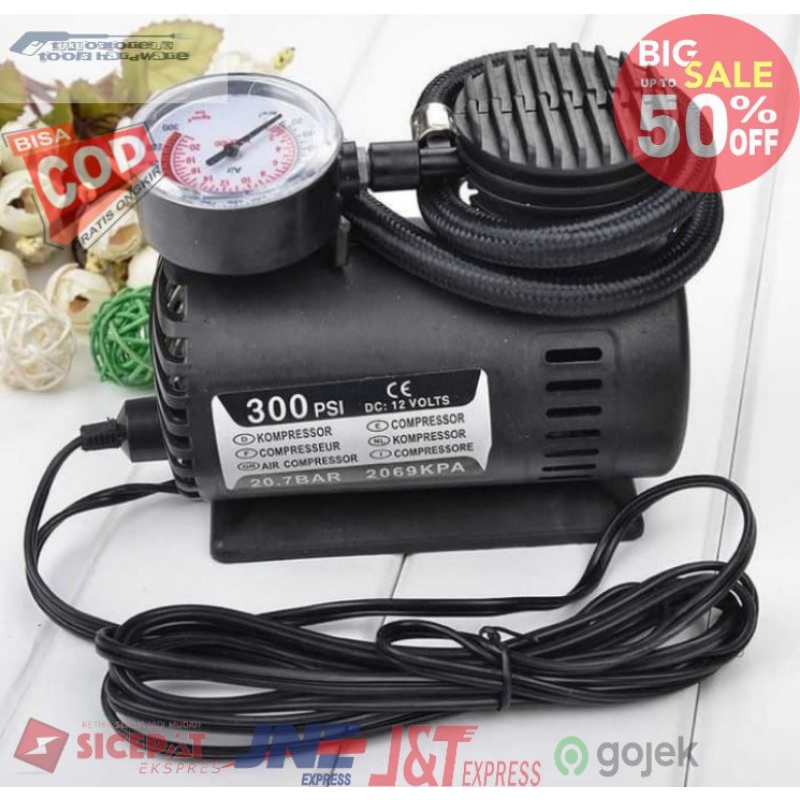 pompa ban mobil pompa ban motor portable 300Psi / pampa ban elektrik 12V / kompresor mini