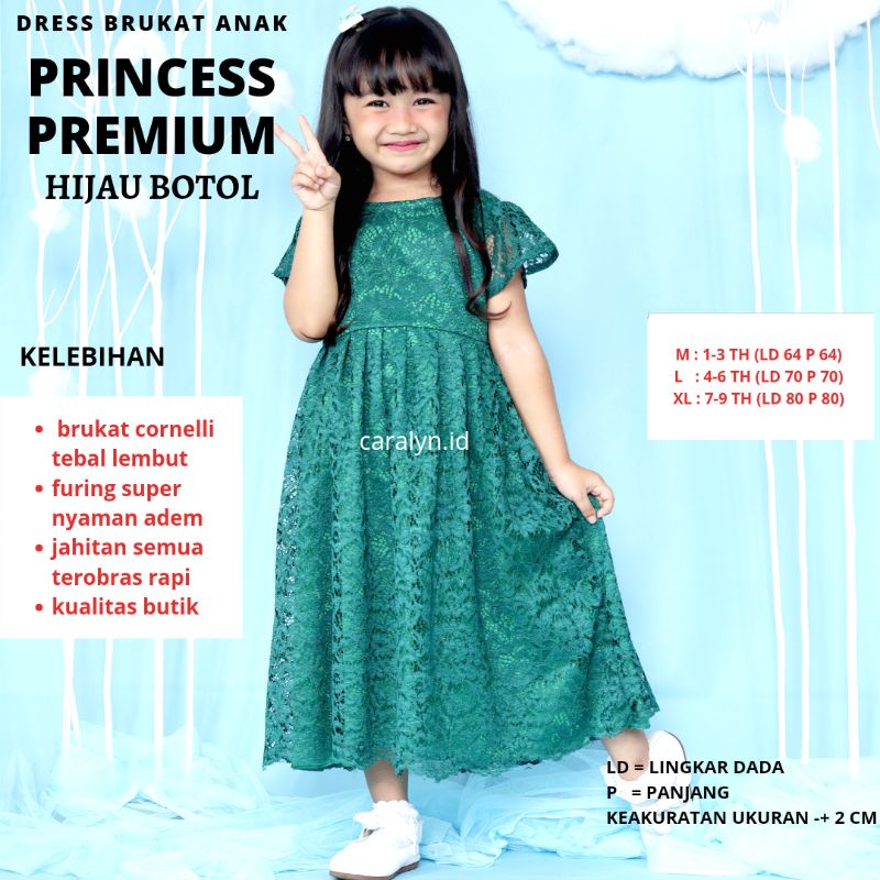 DRESS BRUKAT ANAK PRINCESS 0-9 TAHUN PAUD SD