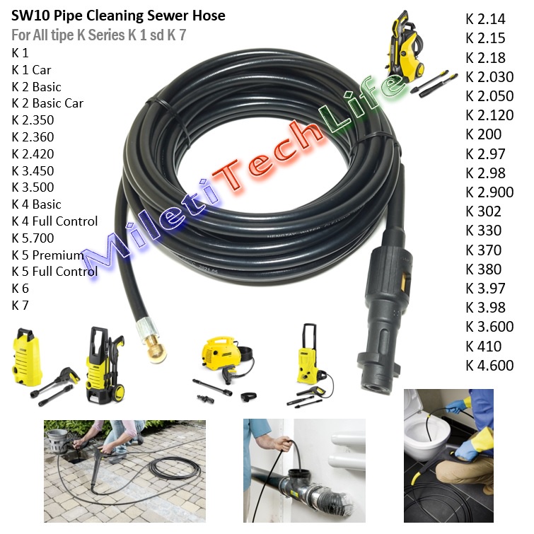 Selang Hose WS10 Pipe Cleaning Sewer Hose 10meter for jet Cleaner Karcher K1 K2 K3 K4 K5