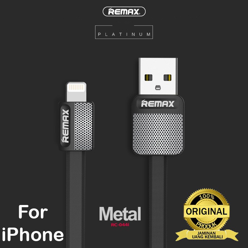 Kabel Remax Metal Platinum RC-044i For IPhone 5 6 7 8 X Lightning Fast Charging Data Cable Original