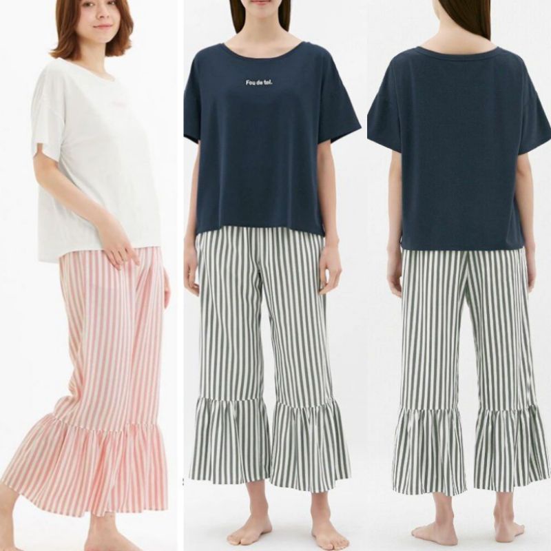 GU UN*QLO FLARE COTTON PAJAMAS SET-ORIGINAL