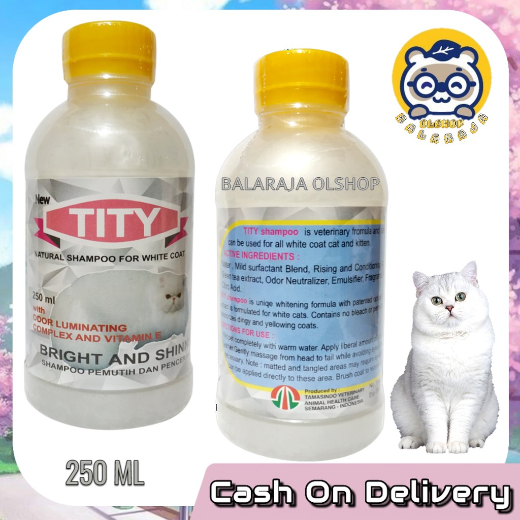 Shampo Kucing Bulu Putih Sampo Penghilang Noda Kuning Tity Cat White Solid