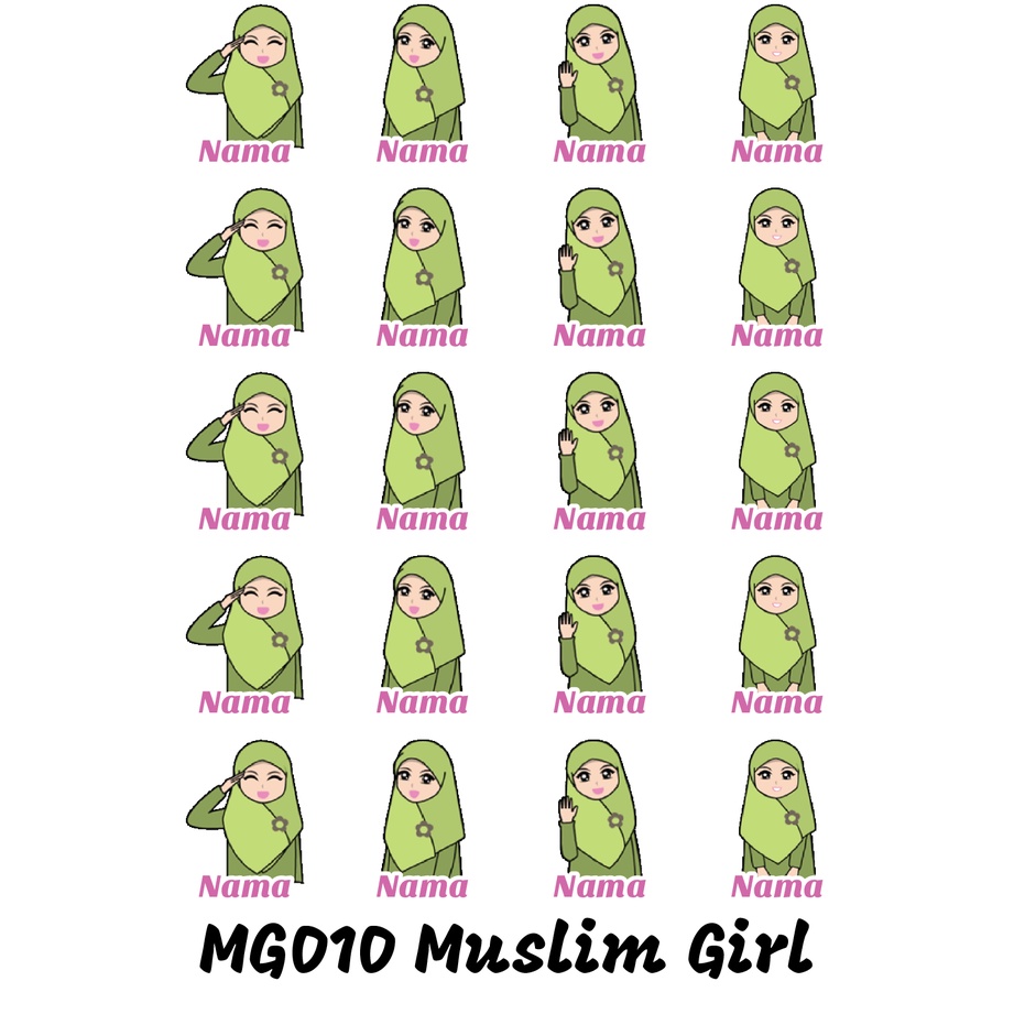 

Sticker Nama Cutting Label Waterproof Tahan Air Muslim Girl 10 (MG010)