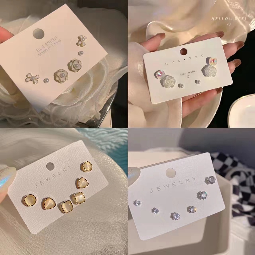 IFYOU Set Anting Stud Desain Kartun Warna-Warni Bahan Keramik Gaya Korea Untuk Wanita