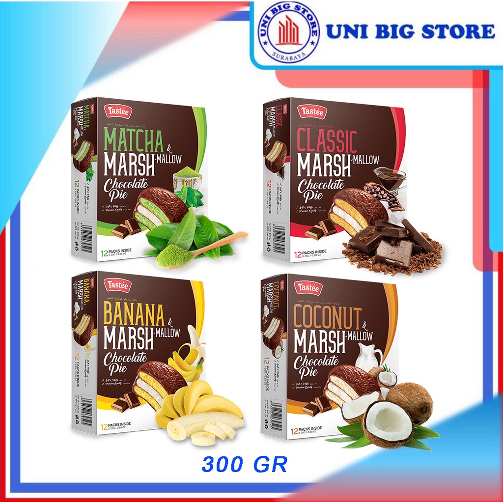 Jual TASTEE Choco Pie Marshmallow Classic Banana Matcha Coconut 300 gr