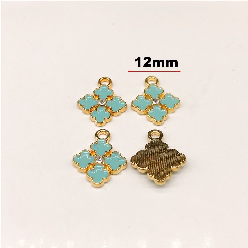 4pcs Manik-Manik Enamel Bentuk Bunga Bahan Alloy Metal Untuk Membuat Perhiasan Gelang Handmade DIY