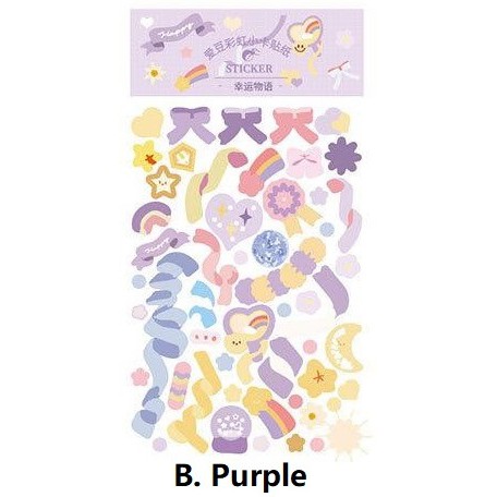 [MILOLI] 1Pc PARTY RIBBON Stiker Hias Deco Jurnal Scrapbook DIY Planner - B0133-B. Purple