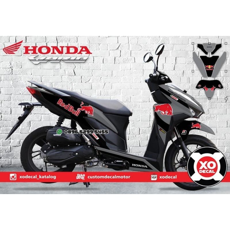DECAL STICKER HONDA VARIO 150 125 REDBULL GREY DESIGN