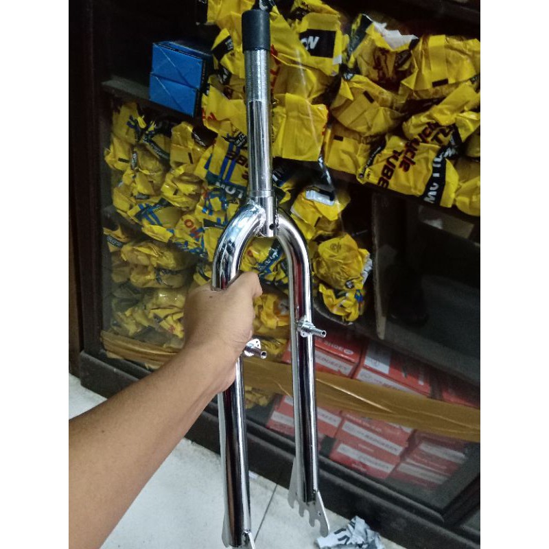 fork rigid murah ukuran 26 lurus besi crome standar drat 25.4mm federal commuter bike