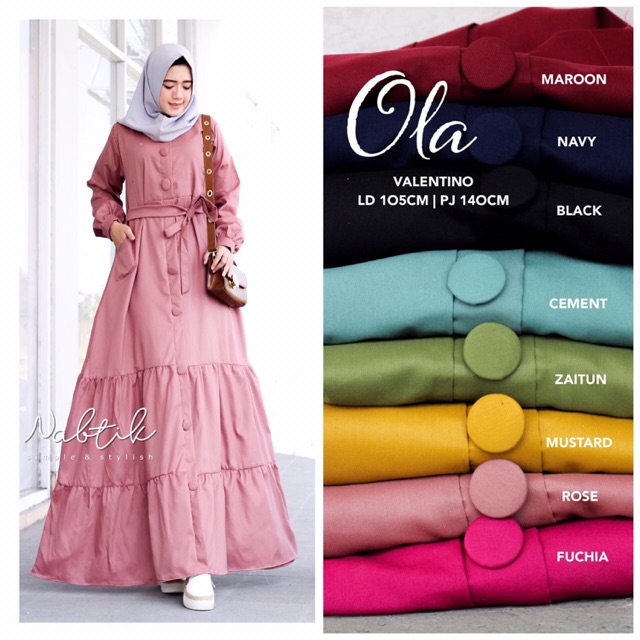 Gamis OLA MAXI DRESS Toyobo Polos Rempel Susun busui ori Nabtik