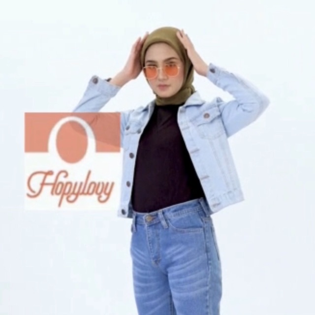 HOPYLOVY - Jaket Jeans Wanita ZR Basic Tebal Afnia