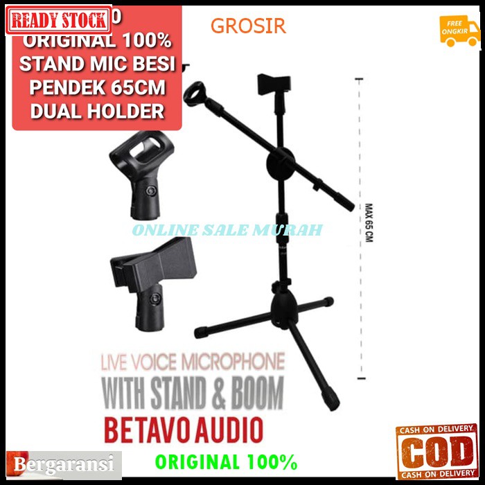 G80 Betavo stand mic 65cm mik dual dobel GE80 ORIGINAL 100% double kaki tiga holder standing microphone penyangga universal mikrophone tiang pegangan tripod asli gantungan hanger asli  G80   Bisa semua jenis mic  Bahan besi  Bisa diatur ketinggian nya 35-