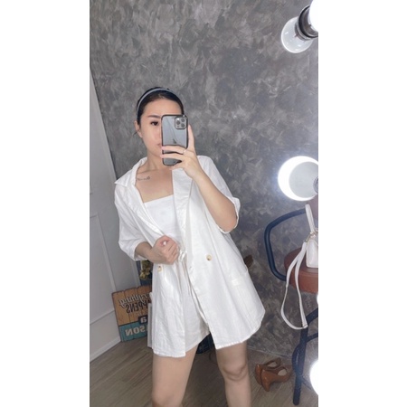 Evelyn Linen Short Set | Set Blazer Celana Pendek Linen | Set Blazer Wanita |
