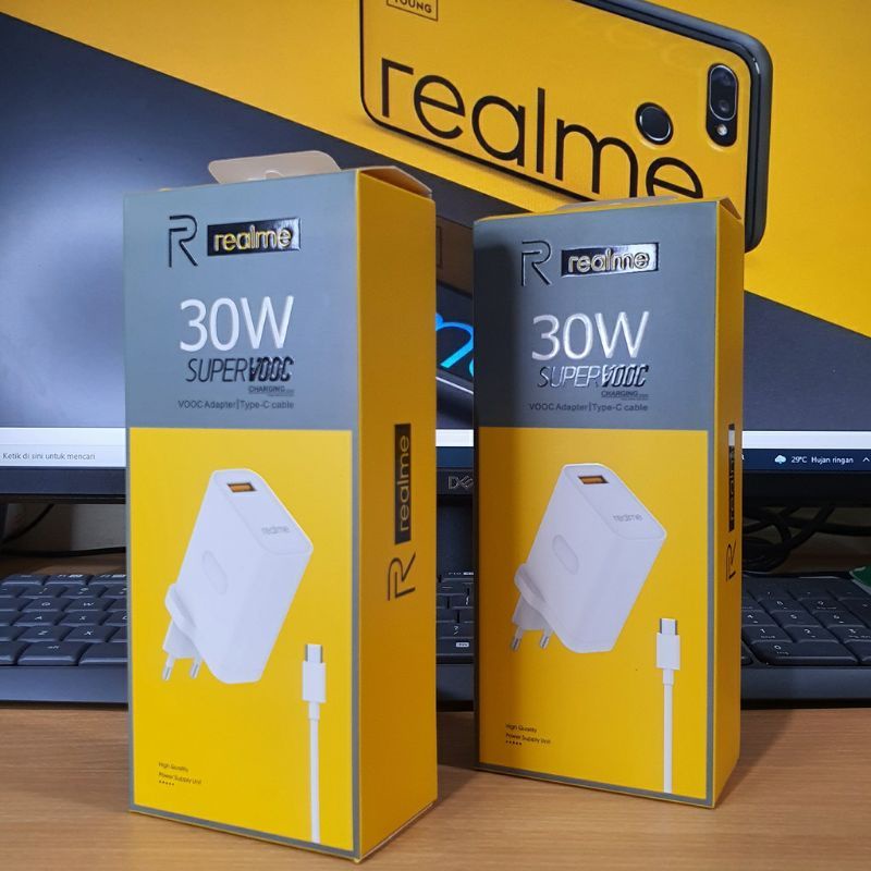 CHARGER REALME 30W USB TYPE C SUPER VOOC REALME 6/ 6 PRO/ 7/ 7i/ NARZO/ X2/ X3/ XT/ X50