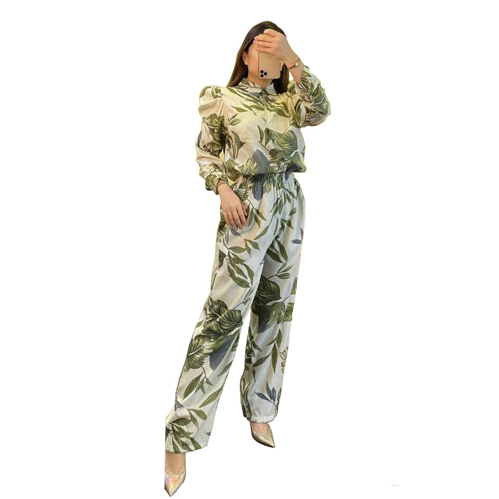 Setelan NCR01 Daun/Diskon Setelan Celana Rayon Daun /New One Set Rayon/Pakaian Remaja Best Seller