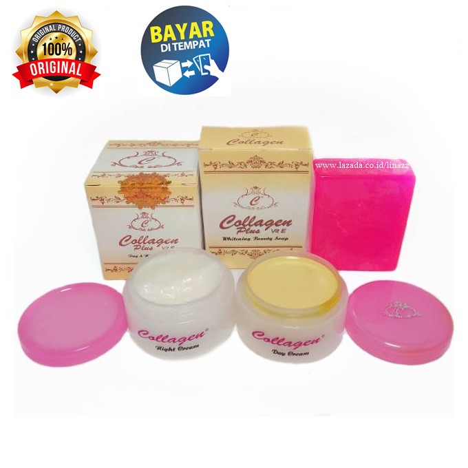 Paket Cream Collagen Plus Vit E Ori Krim Siang Malam Sabun Collagen Indonesia