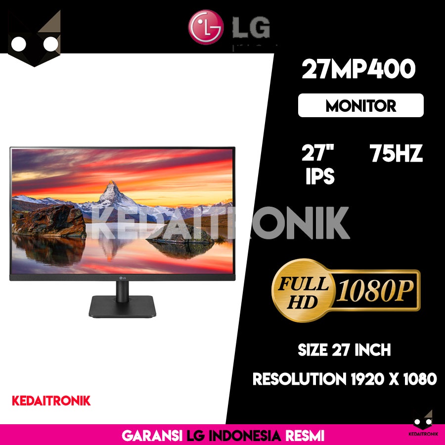 LED Monitor LG 27MP400 27" IPS 75Hz Full HD HDMI D-Sub - LG 27MP400-B