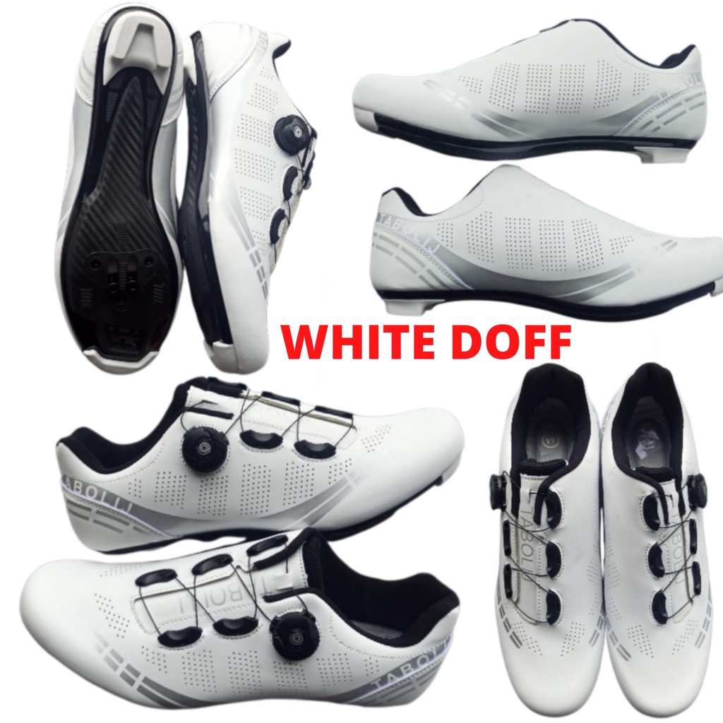 SPEED Sepatu Cleat sepeda Roadbike Road Bike model LOOK SPD - PUTIH DOFF