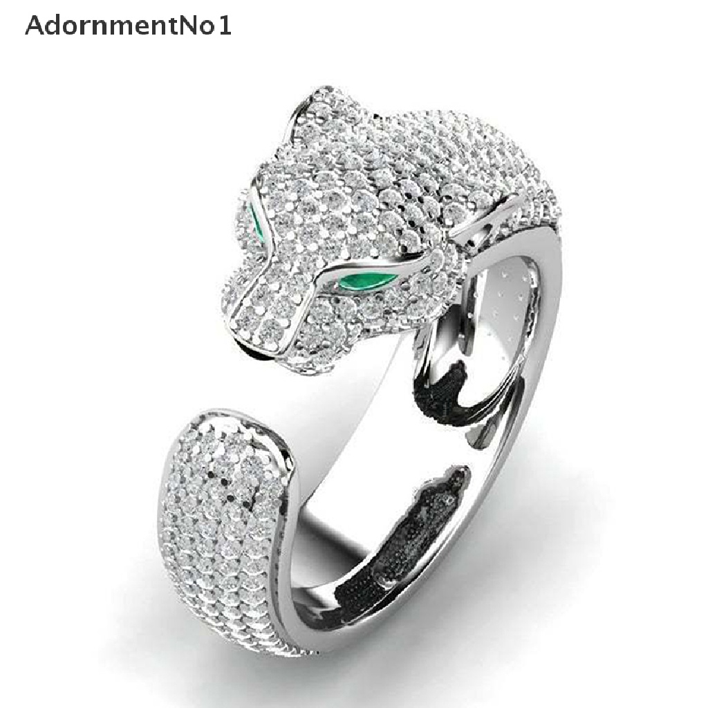 (AdornmentNo1) Cincin Terbuka Fashion Motif Leopard Aksen Kristal Untuk Perhiasan Pria / Wanita / Pesta