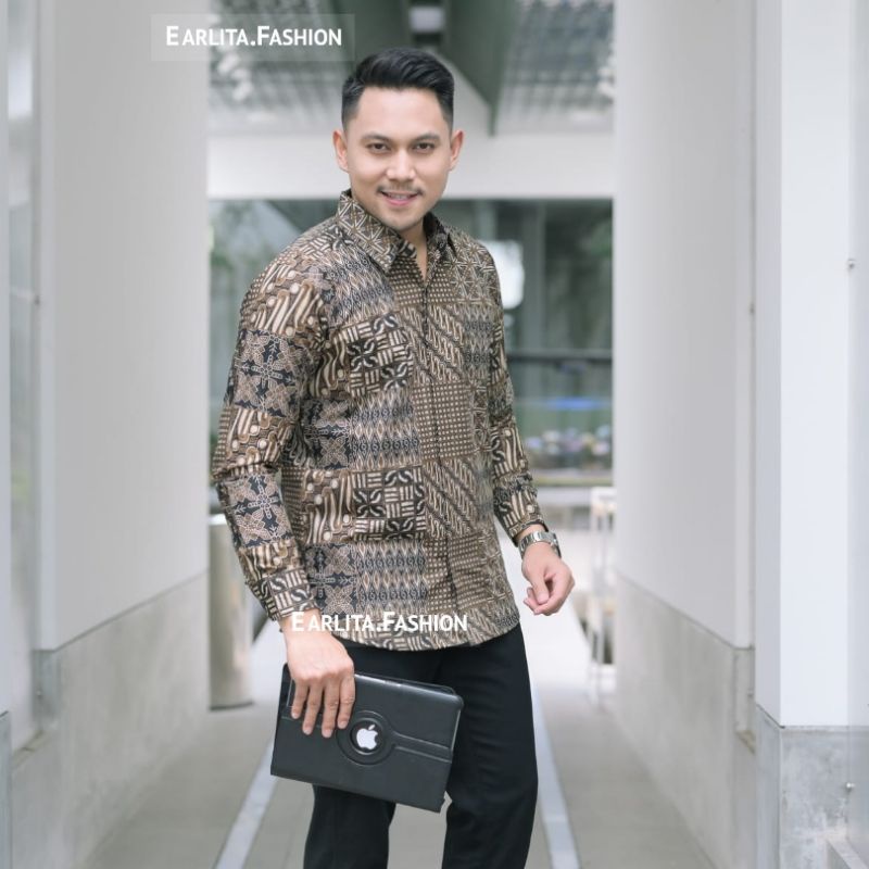 BATIK SOLO.Kemeja Batik Slim fit Premium Lapis Furing Baju batik SLIMFIT pria dewasa lengan panjang 