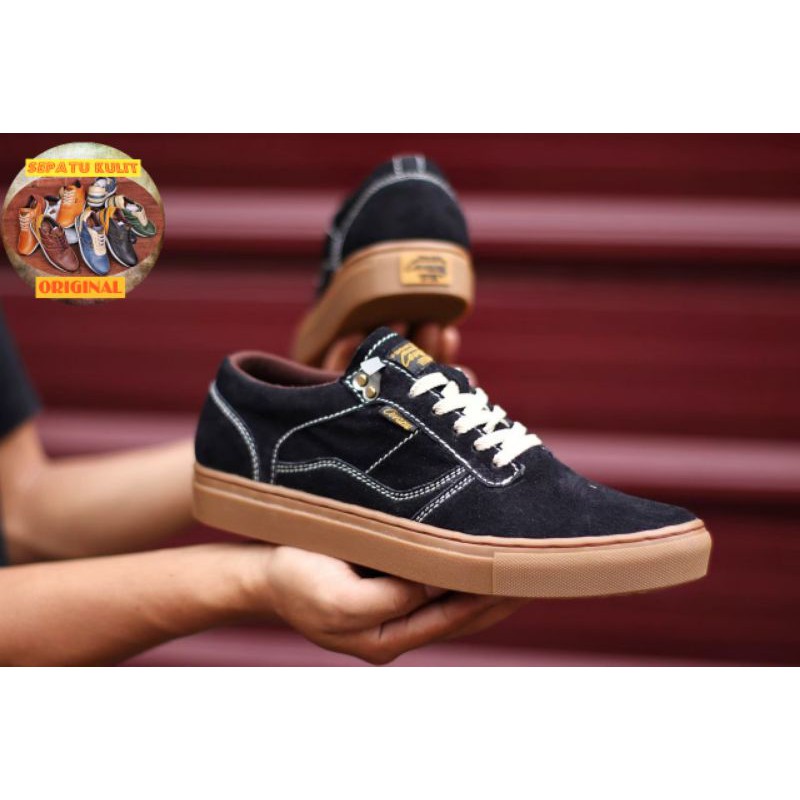 Sepatu Lokal Shoes Local Pride Kulit Cevany Gordon Low Cut Black Gum