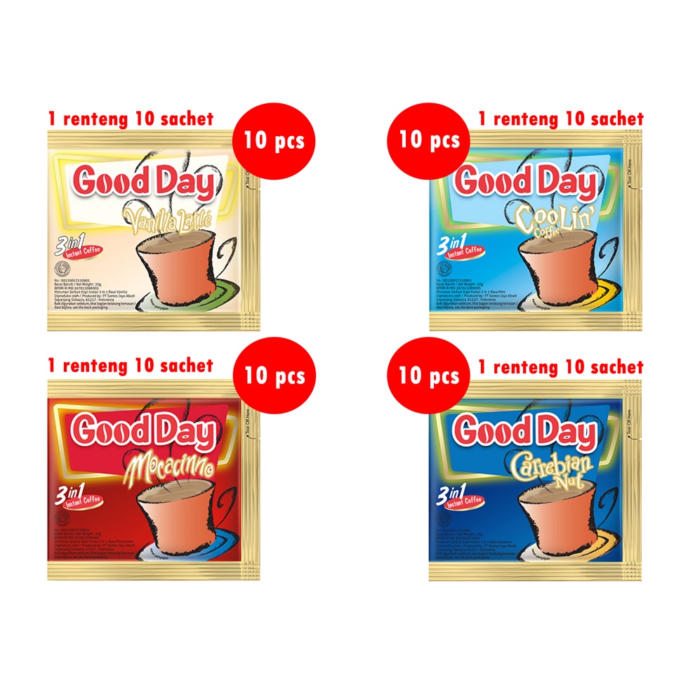 

Good Day 1 Renteng 10 Pcs 20gr/Kopi Sachet/Coffee/Kopi Susu
