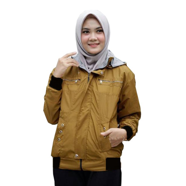 Jaket Cewek tessa Parasut dipakai Bolak Balik | Shopee