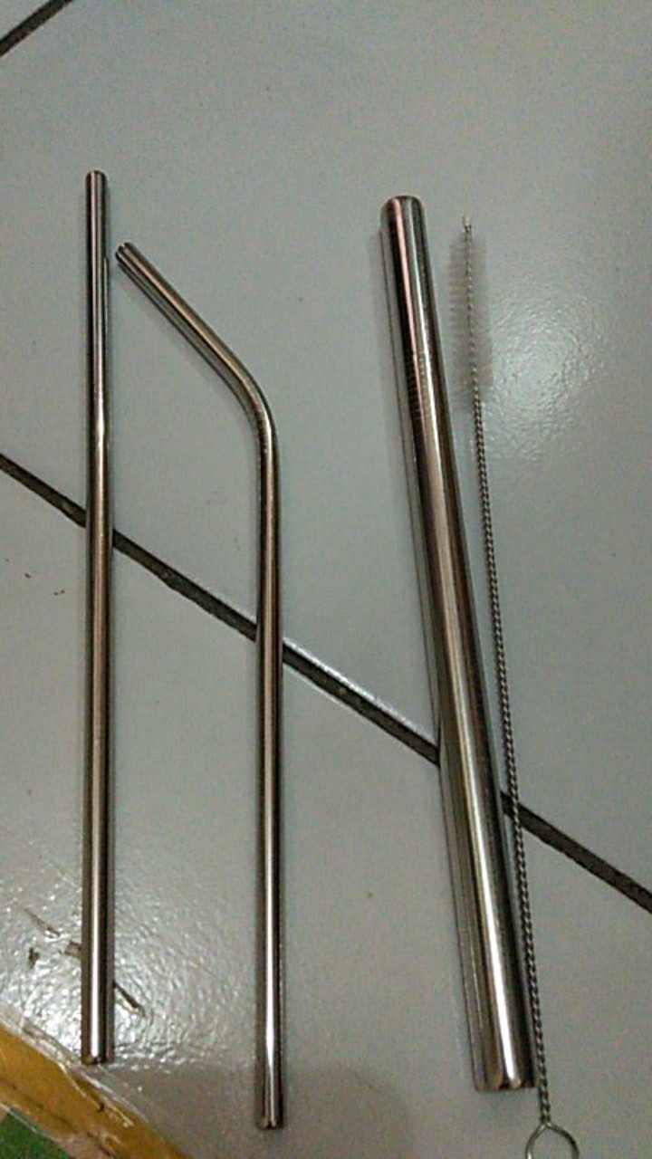 Set 5pcs Sedotan Minuman Dengan Bahan Stainless Steel Dan Warna Putih Stainless Steel Straw Straws