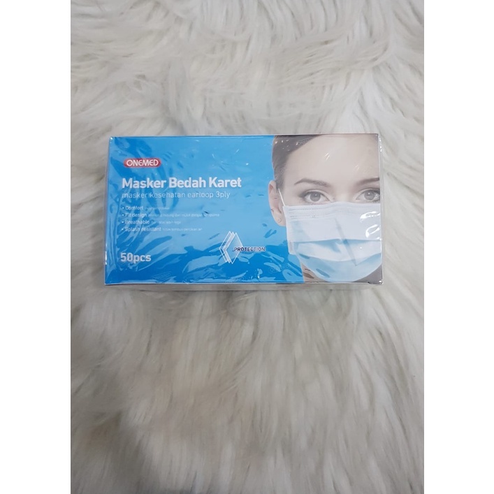 MASKER ONEMED KARET MEDIS ISI 50PCS HIJAU / BIRU / ABU ABU