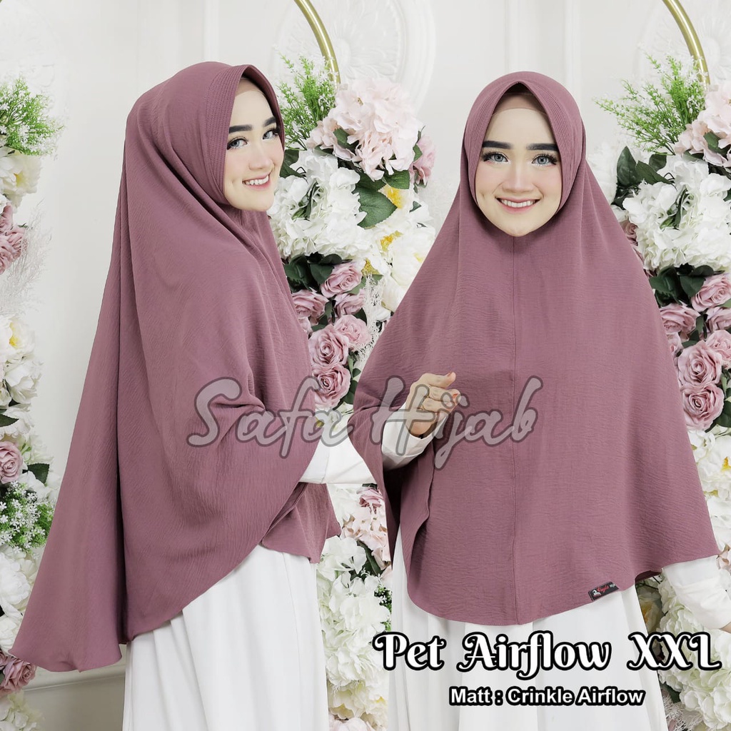 Bergo Pet Air Flow Crinkle Khimar Airflow Crinkle xxl  Hijab Instan Termurah Safa Hijab