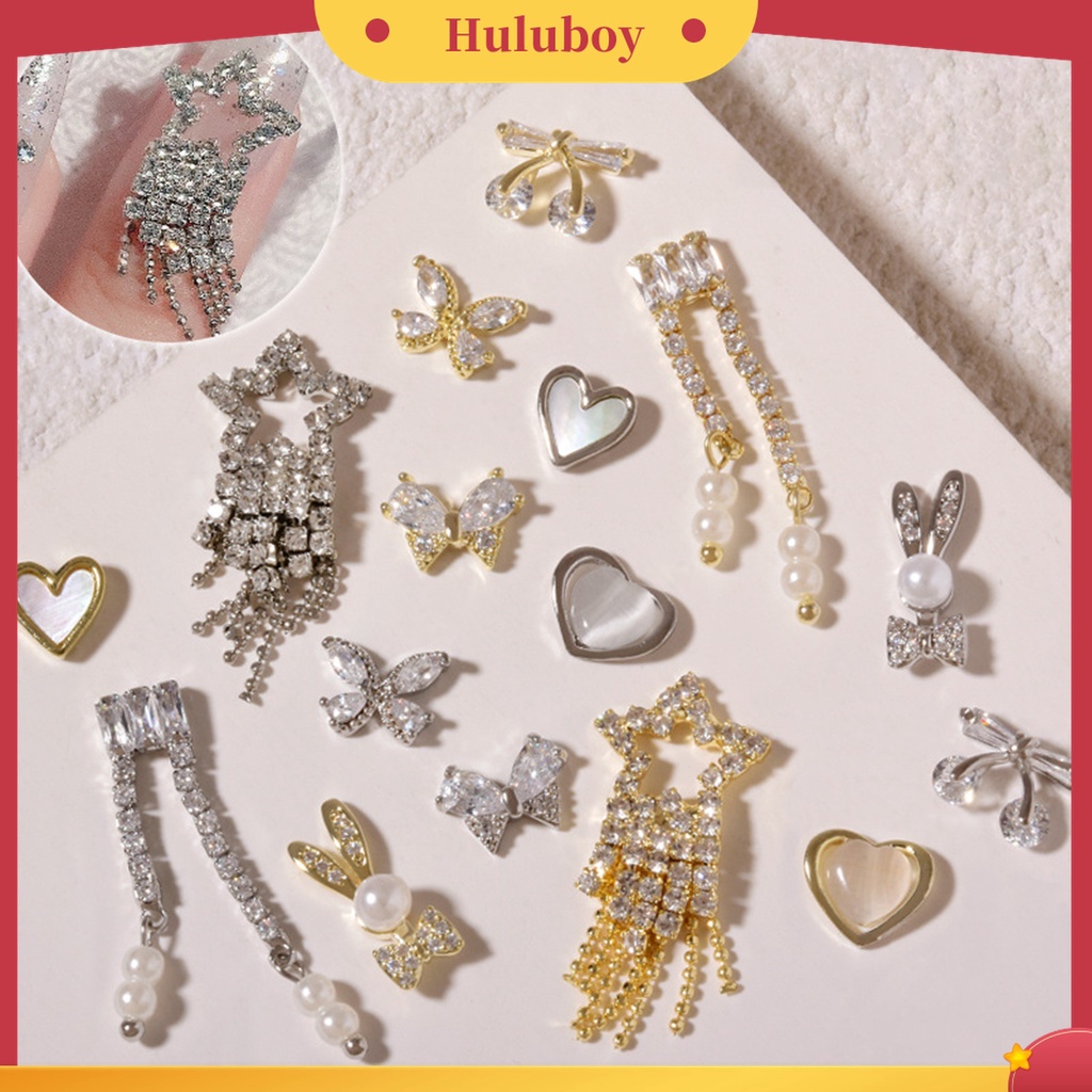 Huluboy Huluboy♡ Ornamen Rantai Rumbai Berlian Imitasi Efek 3D Untuk Dekorasi Manicure