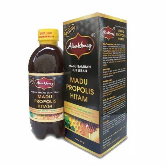 

Madu Propolis Hijau - Hitam Asli Spirulina Klorofil Alsa Honey 500 Grm Murni Aman Alami Herbal