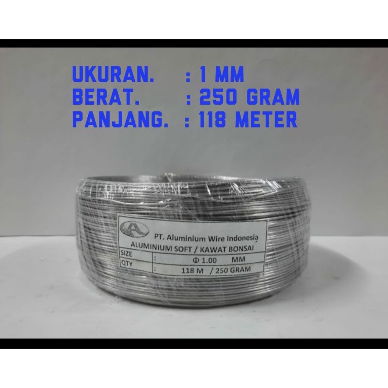 kawat bonsai aluminium 250 gram ukuran 1 mm