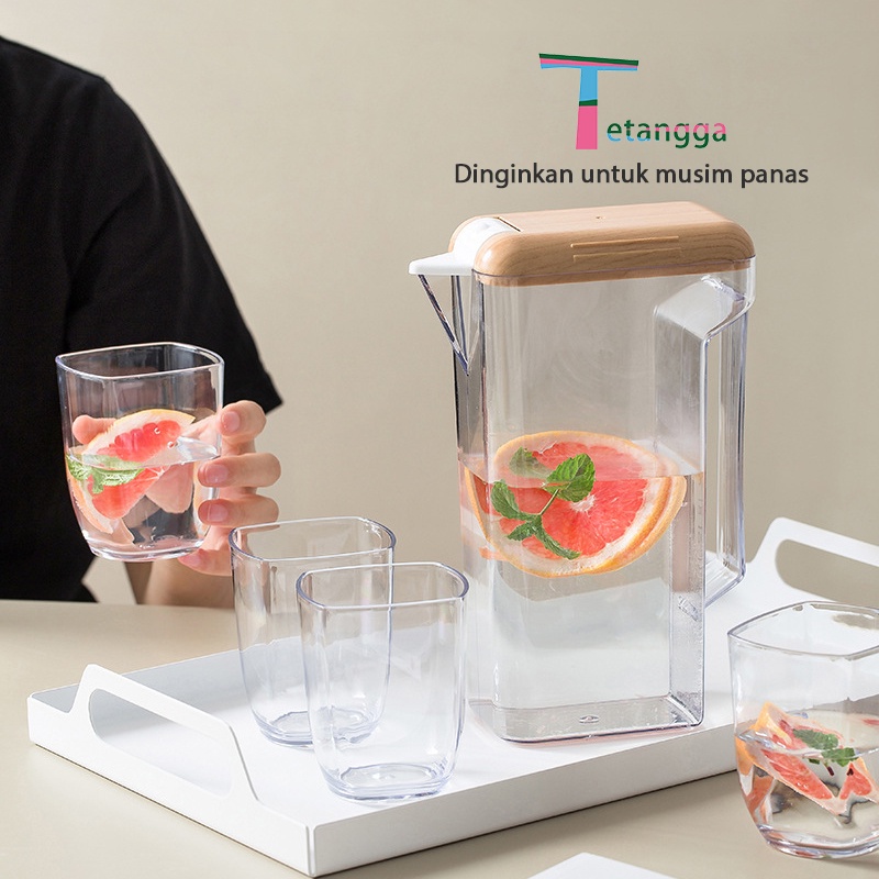 Teko Air Panas Dan Dingin set dengan Cangkir / Teko plastik Air minum Jug 1,5 Liter Besar Plastik VS